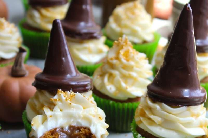 Pumpkin Cupcakes With Cream Cheese Frosting & Butterscotch Filling