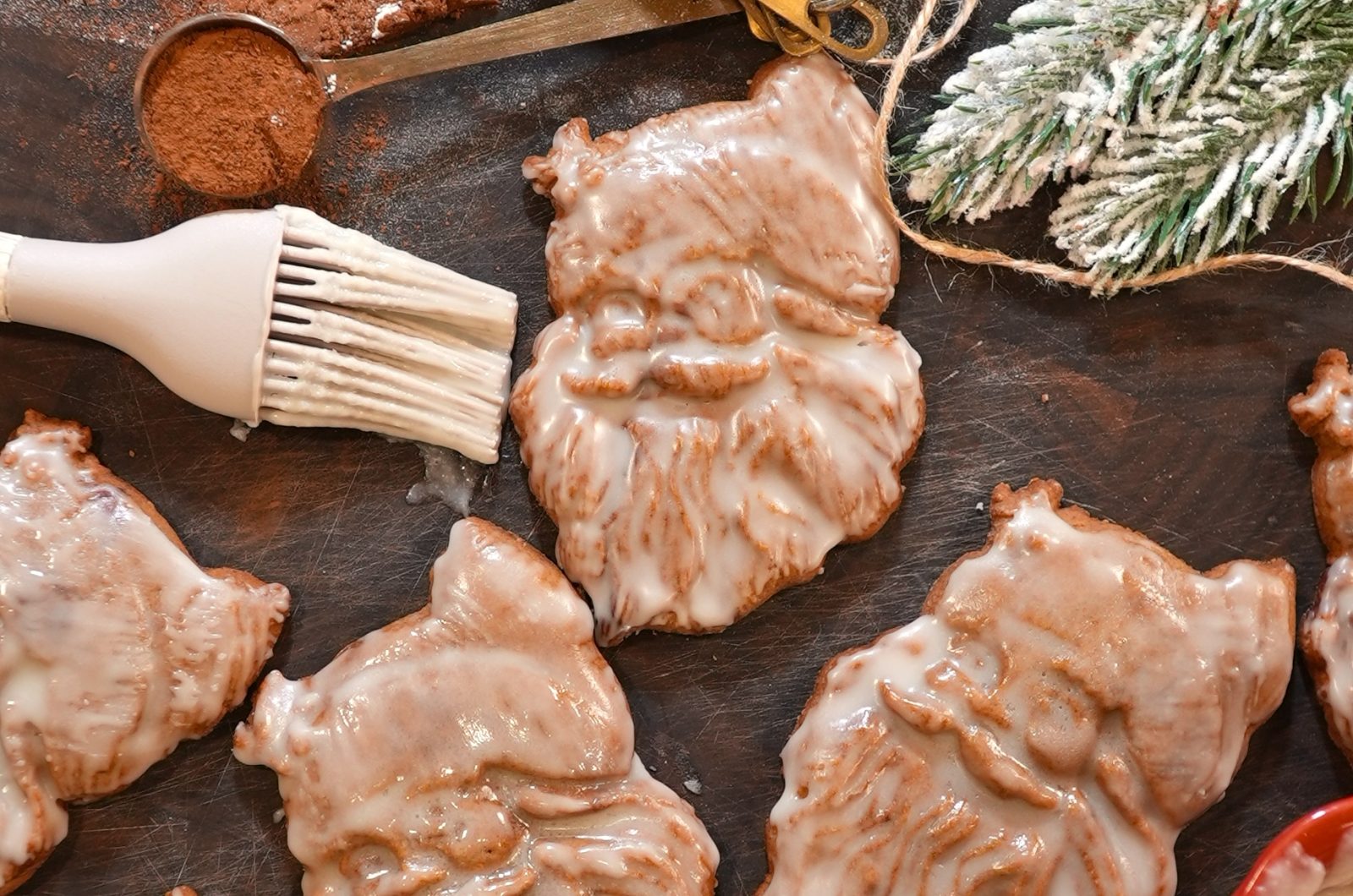 Iced Gingerbread Santa Cookies